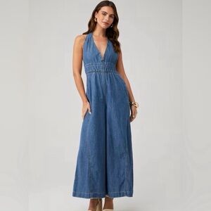 Free People Wide-Leg Jumpsuit - Blue